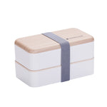 Brotdose Doppel-Schicht Trennwand Holz Tragbar Mikrowellengeeignet Studenten Bento Box mit Besteck, Zweischichtig