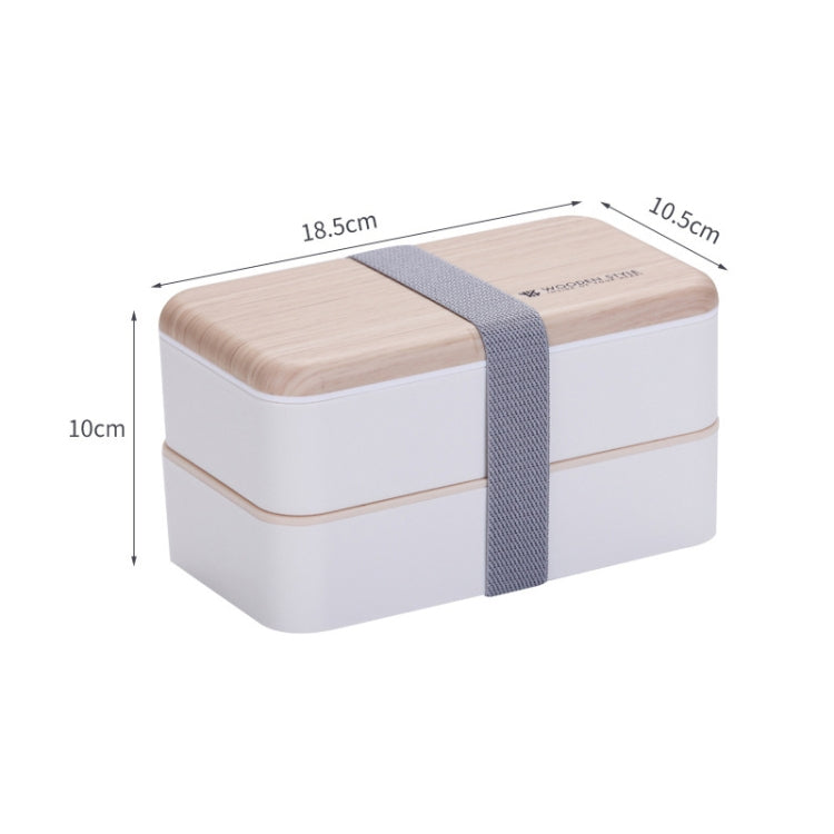 Brotdose Doppel-Schicht Trennwand Holz Tragbar Mikrowellengeeignet Studenten Bento Box mit Besteck, Zweischichtig