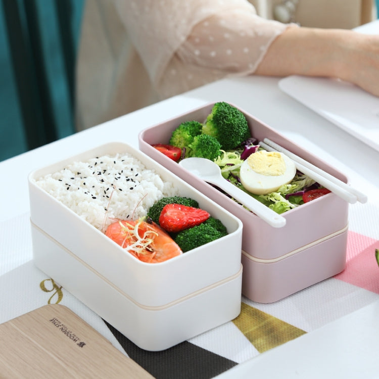 Brotdose Doppel-Schicht Trennwand Holz Tragbar Mikrowellengeeignet Studenten Bento Box mit Besteck, Zweischichtig