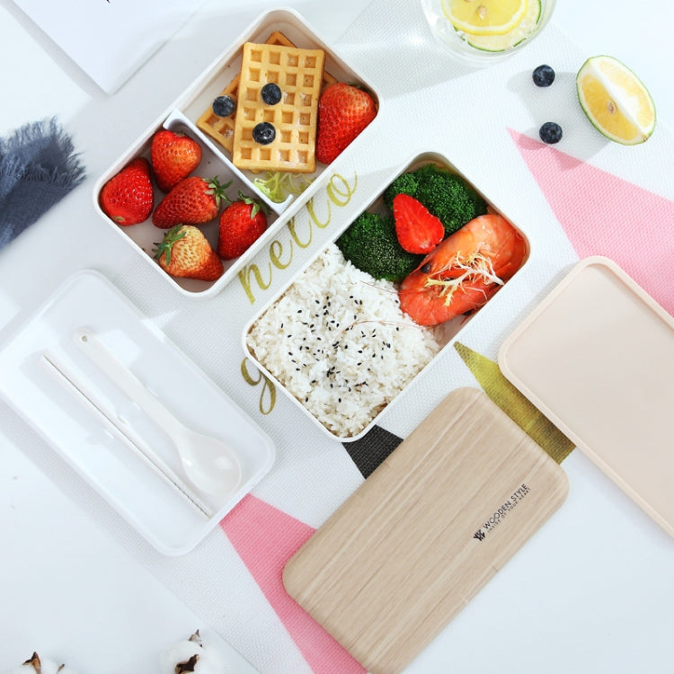 Brotdose Doppel-Schicht Trennwand Holz Tragbar Mikrowellengeeignet Studenten Bento Box mit Besteck, Zweischichtig