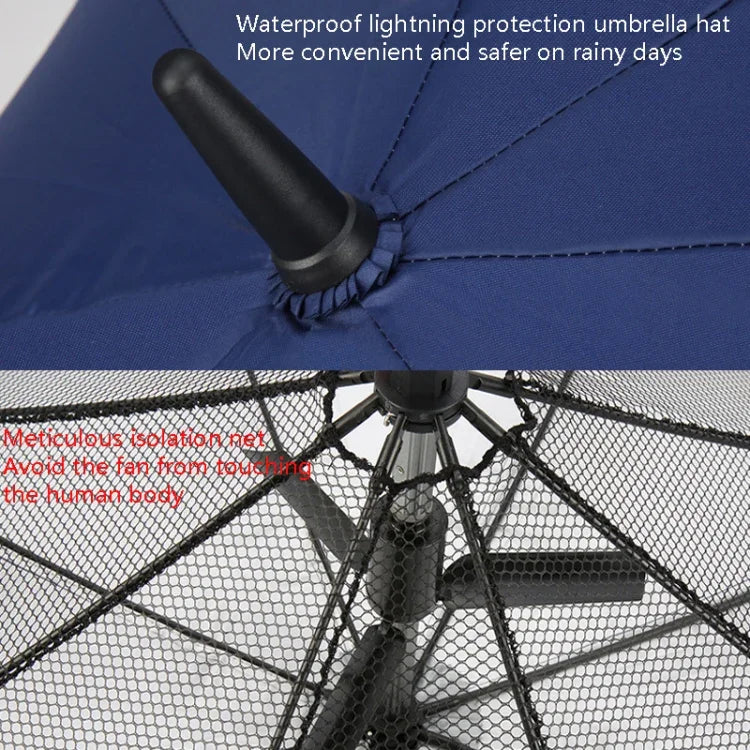PGM YS005 Golfschirm mit integriertem Elektroventilator Sonnenschutzschirm, Dunkelblau, Schwarz, Seeblau