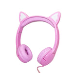 LX-K06 3,5mm Kabelgebundenes Kinder-Lern-Headset mit leuchtenden Katzenohren, Kabellänge: 1,2m, Pink, Lila, Blau, Orange