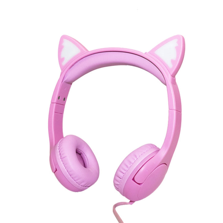 LX-K06 3,5mm Kabelgebundenes Kinder-Lern-Headset mit leuchtenden Katzenohren, Kabellänge: 1,2m, Pink, Lila, Blau, Orange