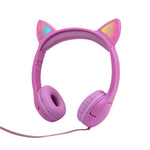 LX-K06 3,5mm Kabelgebundenes Kinder-Lern-Headset mit leuchtenden Katzenohren, Kabellänge: 1,2m, Pink, Lila, Blau, Orange
