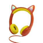 LX-K06 3,5mm Kabelgebundenes Kinder-Lern-Headset mit leuchtenden Katzenohren, Kabellänge: 1,2m, Pink, Lila, Blau, Orange