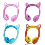 LX-K06 3,5mm Kabelgebundenes Kinder-Lern-Headset mit leuchtenden Katzenohren, Kabellänge: 1,2m, Pink, Lila, Blau, Orange