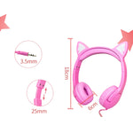 LX-K06 3,5mm Kabelgebundenes Kinder-Lern-Headset mit leuchtenden Katzenohren, Kabellänge: 1,2m, Pink, Lila, Blau, Orange