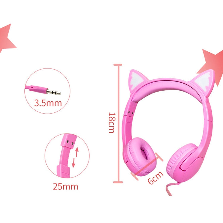 LX-K06 3,5mm Kabelgebundenes Kinder-Lern-Headset mit leuchtenden Katzenohren, Kabellänge: 1,2m, Pink, Lila, Blau, Orange