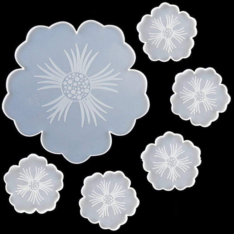 Silikon Blumen Untersetzer Form Set Kristall DIY Spiegel Blütenblatt Obstteller Tropfenform, 1 große + 5 kleine Blumen Set, 1 große + 3 kleine Blumen Set, große Blumen