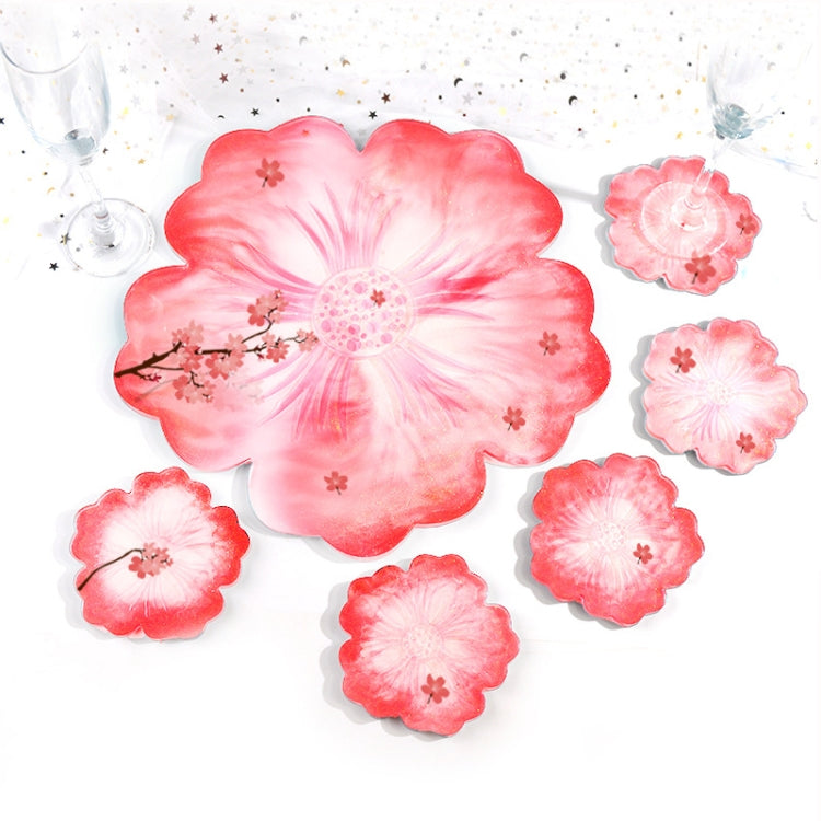 Silikon Blumen Untersetzer Form Set Kristall DIY Spiegel Blütenblatt Obstteller Tropfenform, 1 große + 5 kleine Blumen Set, 1 große + 3 kleine Blumen Set, große Blumen