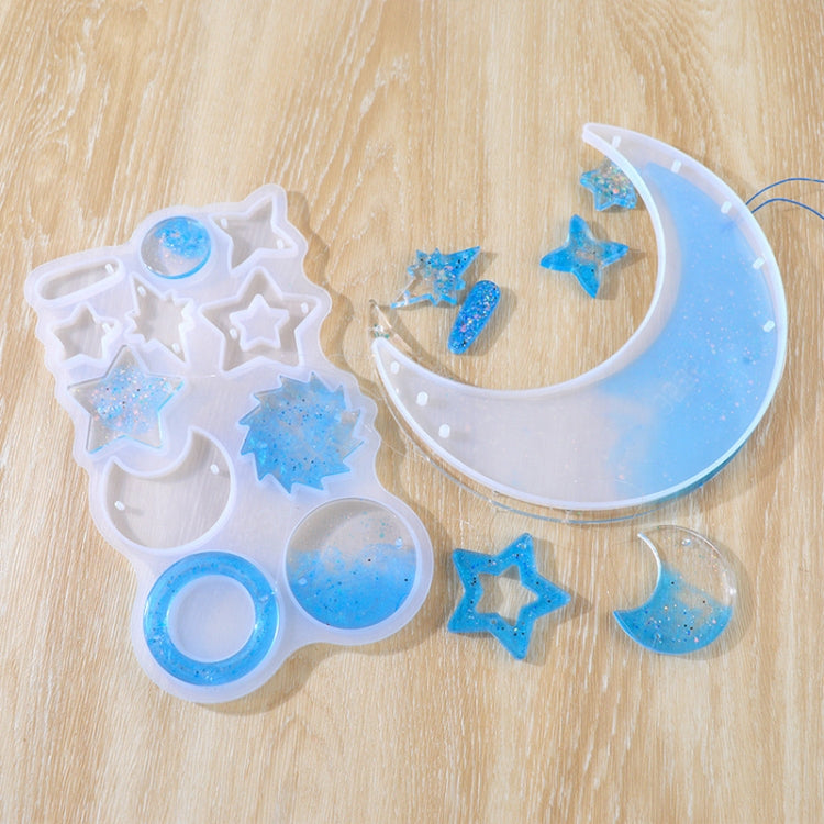 DIY Windspiel Epoxidharzform Mondanhänger Windspiel Hänge-Set Form, Stil:, MD3535 + MD3536, MD3535 + MD3536 + Angelschnur
