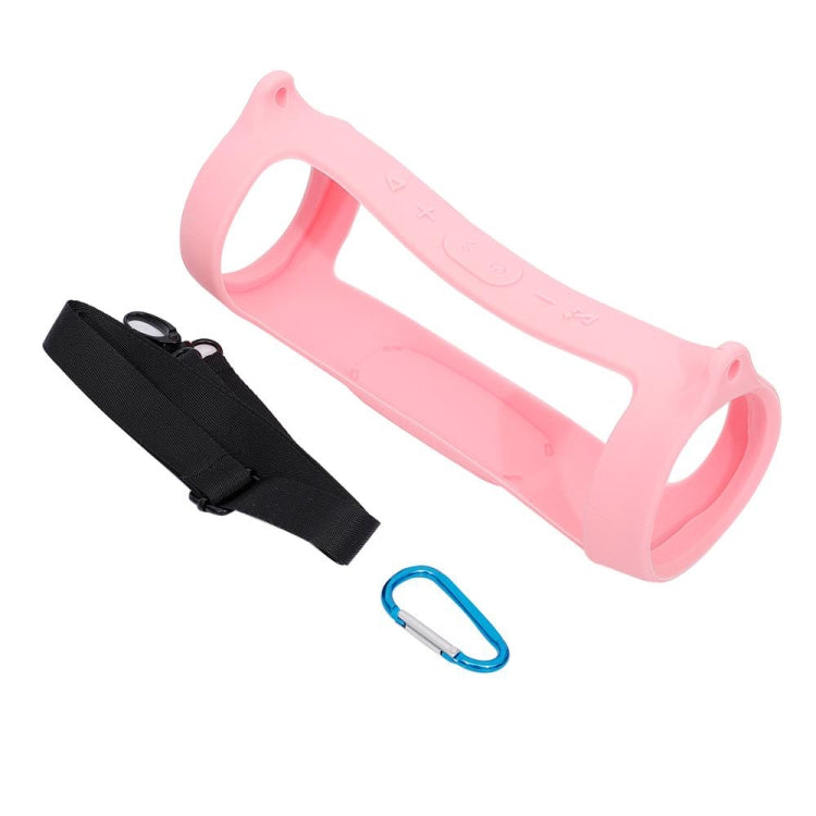 Für JBL Charge 4 Bluetooth Lautsprecher Tragbare Silikon-Schutzhülle mit Schultergurt & Karabiner, Rosa, Rot, Blau, Schwarz, Silbergrau, Orange, Mintgrün, Marineblau