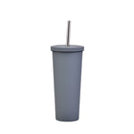 700ml Große doppelwandige Edelstahl-Trinkflasche mit Strohhalm, Vakuum-Outdoor-Isolierflasche 304, Autowasserflasche, Khaki, Zinnoberrot, Lila, Pink, Glasgrün, Moosgrün, Dunkelgrau, Indigo, Tintenschwarz, Grau-Grün, Hellrosa, Grün-Weiß, Seeblau