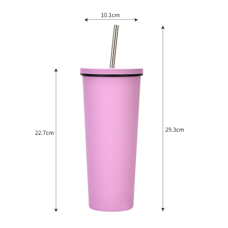 700ml Große doppelwandige Edelstahl-Trinkflasche mit Strohhalm, Vakuum-Outdoor-Isolierflasche 304, Autowasserflasche, Khaki, Zinnoberrot, Lila, Pink, Glasgrün, Moosgrün, Dunkelgrau, Indigo, Tintenschwarz, Grau-Grün, Hellrosa, Grün-Weiß, Seeblau