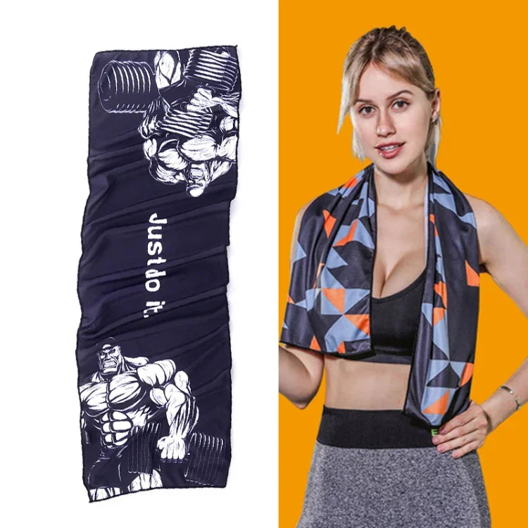Gym Sports Cold Feeling Sweat-Absorbent Quick-Drying Cold Towel, Quick-Drying Towel, Size: 100 x 30cm(Music Festival), Quick-Drying Towel, Size: 100 x 30cm(Fire), Quick-Drying Towel, Size: 100 x 30cm(Geometric Triangle)