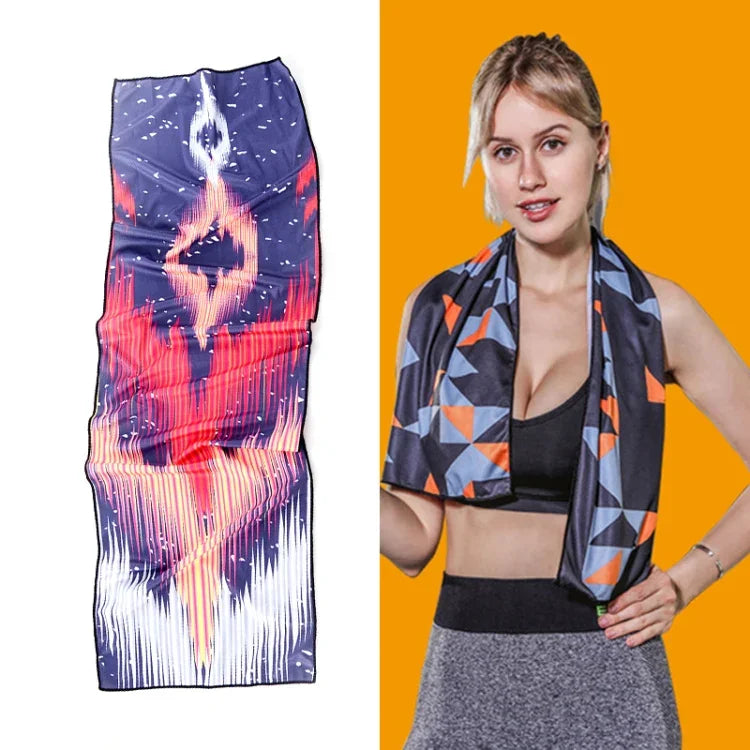 Gym Sports Cold Feeling Sweat-Absorbent Quick-Drying Cold Towel, Quick-Drying Towel, Size: 100 x 30cm(Music Festival), Quick-Drying Towel, Size: 100 x 30cm(Fire), Quick-Drying Towel, Size: 100 x 30cm(Geometric Triangle)