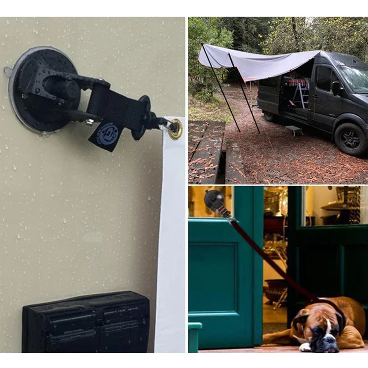 3 Stück Auto Zelt Saugnapf Heimanwender Outdoor Reise Tragbarer Saugnapf Haken, Runder Karabiner