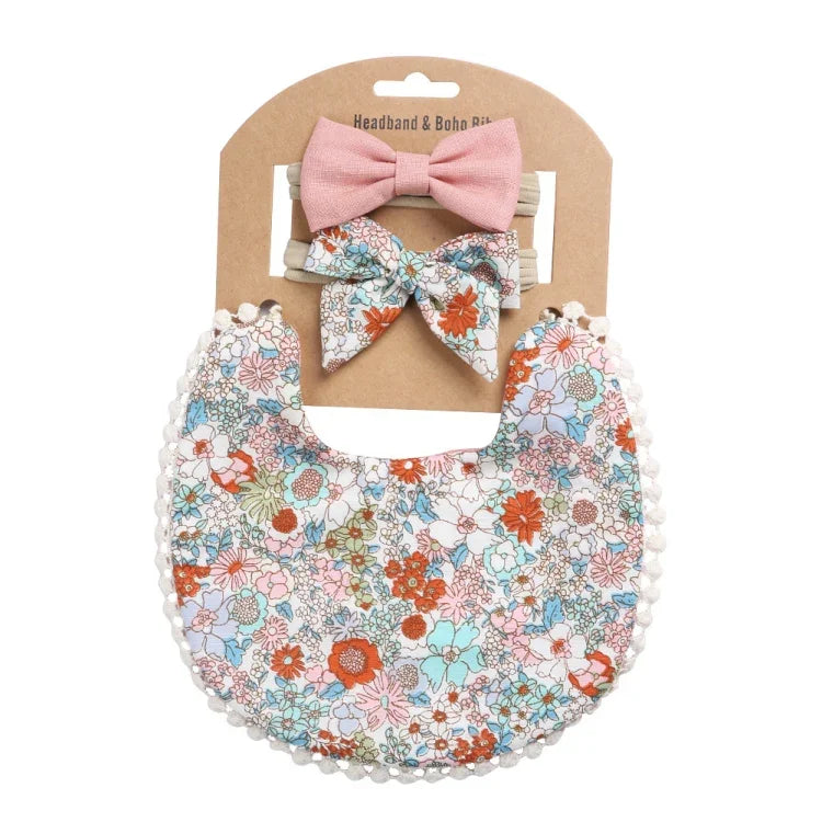 Baby Linen Cotton Printed Double-sided Saliva Towel Headband Set, DP021-1, DP021-2, DP021-3, DP021-4, DP021-5, DP021-6, DP021-7, DP021-13, DP021-9, DP021-10, DP021-11, DP021-12