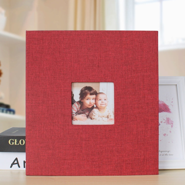 10 Zoll 20 Seiten/40P Stoff-Fotoalbum, selbstklebend, DIY, laminiert, Rot, Grün, Ingwergelb, Grau