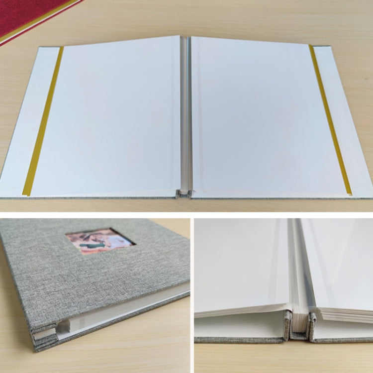 10 Zoll 20 Seiten/40P Stoff-Fotoalbum, selbstklebend, DIY, laminiert, Rot, Grün, Ingwergelb, Grau