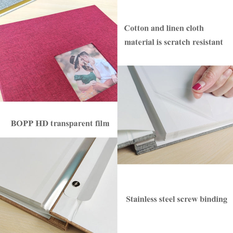 10 Zoll 20 Seiten/40P Stoff-Fotoalbum, selbstklebend, DIY, laminiert, Rot, Grün, Ingwergelb, Grau