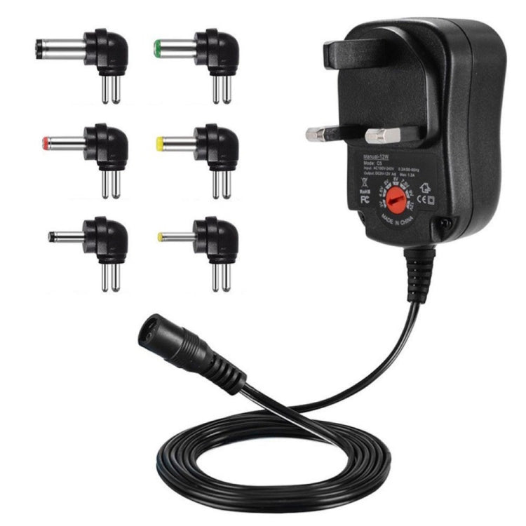 C5 3-12V 12W Einstellbares Spannungsreguliertes Schaltnetzteil Netzadapter Multifunktionsladegerät mit DC-Anschlüssen, US-Stecker, UK-Stecker, EU-Stecker