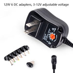 C5 3-12V 12W Einstellbares Spannungsreguliertes Schaltnetzteil Netzadapter Multifunktionsladegerät mit DC-Anschlüssen, US-Stecker, UK-Stecker, EU-Stecker