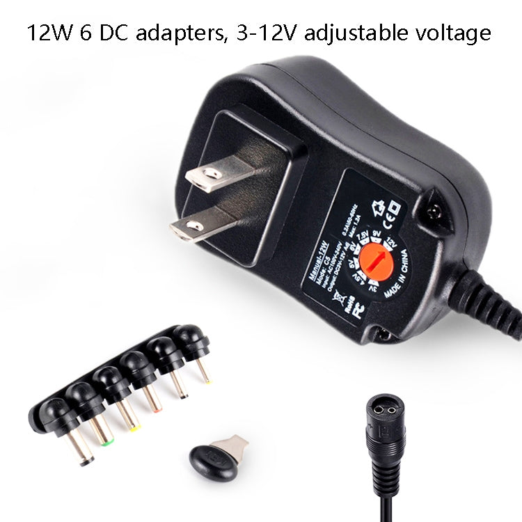 C5 3-12V 12W Einstellbares Spannungsreguliertes Schaltnetzteil Netzadapter Multifunktionsladegerät mit DC-Anschlüssen, US-Stecker, UK-Stecker, EU-Stecker
