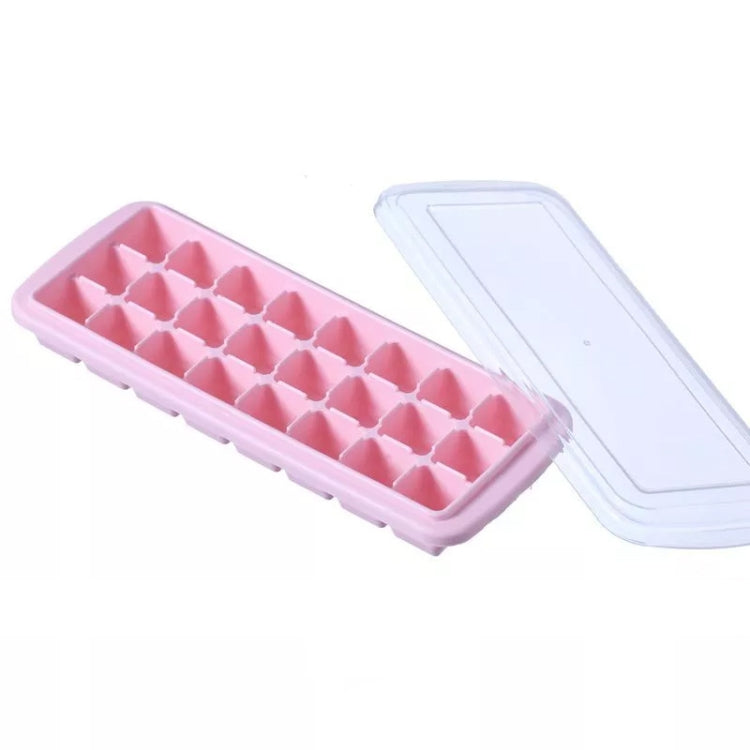 Kreativer 24-Gitter-Silikon-Eiswürfelbehälter, große Eiswürfelform für den Heimgebrauch, Eisbox mit Deckel, Hellrosa, Himmelblau, Mintgrün
