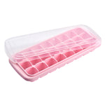 Kreativer 24-Gitter-Silikon-Eiswürfelbehälter, große Eiswürfelform für den Heimgebrauch, Eisbox mit Deckel, Hellrosa, Himmelblau, Mintgrün