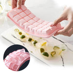 Kreativer 24-Gitter-Silikon-Eiswürfelbehälter, große Eiswürfelform für den Heimgebrauch, Eisbox mit Deckel, Hellrosa, Himmelblau, Mintgrün