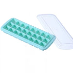 Kreativer 24-Gitter-Silikon-Eiswürfelbehälter, große Eiswürfelform für den Heimgebrauch, Eisbox mit Deckel, Hellrosa, Himmelblau, Mintgrün