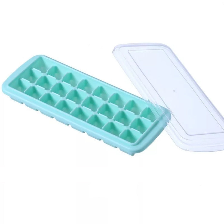 Kreativer 24-Gitter-Silikon-Eiswürfelbehälter, große Eiswürfelform für den Heimgebrauch, Eisbox mit Deckel, Hellrosa, Himmelblau, Mintgrün