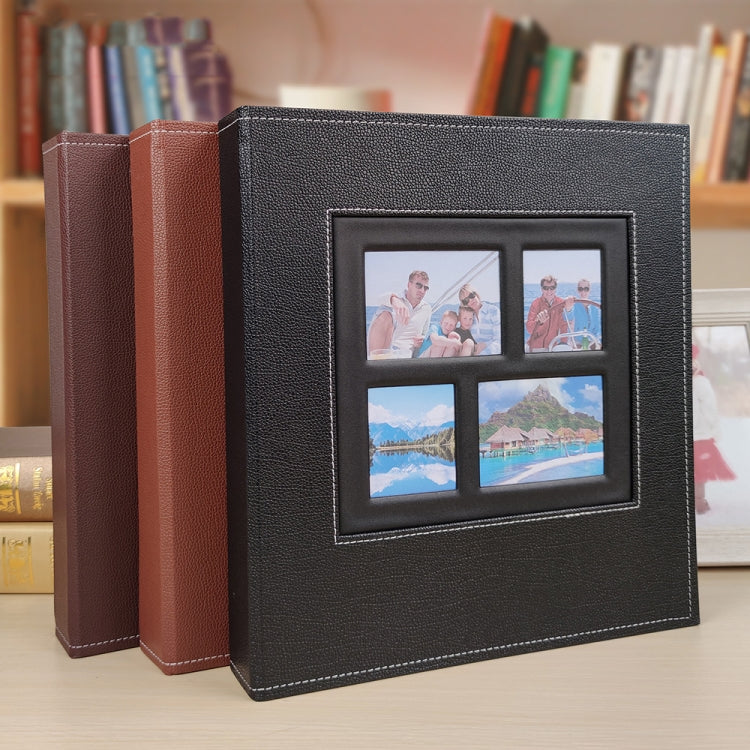 6 Zoll 600 Seiten Fotoalbum aus Leder, Familienfotoalbum, Aufbewahrungsbuch, Schwarz, Dunkelbraun, Hellbraun