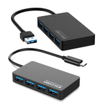 KYTC47 4-Port USB Adapterkabel Hochgeschwindigkeits USB Dockingstation Multi-Interface HUB Konverter, Schwarz USB 3.0, Schwarz Type-C