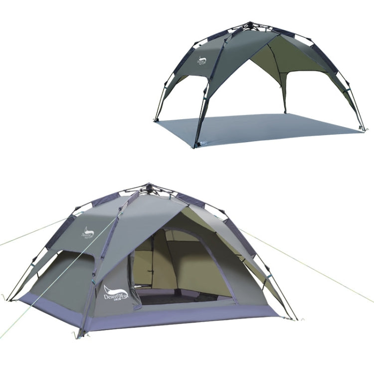 Desert&Fox Outdoor Reise Campingzelt Strand Automatisch Einfach Aufbau Zelt für 3-4 Personen, Armeegrün, Himmelblau, Fruchtgrün