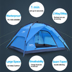 Desert&Fox Outdoor Reise Campingzelt Strand Automatisch Einfach Aufbau Zelt für 3-4 Personen, Armeegrün, Himmelblau, Fruchtgrün