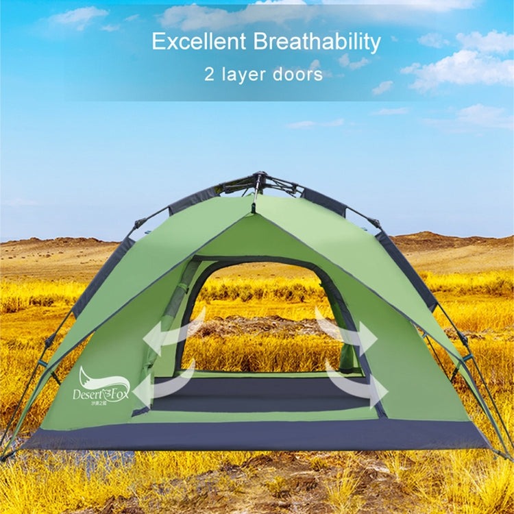 Desert&Fox Outdoor Reise Campingzelt Strand Automatisch Einfach Aufbau Zelt für 3-4 Personen, Armeegrün, Himmelblau, Fruchtgrün
