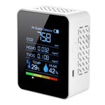 Tragbarer CO2 Luftqualitäts-Formaldehyd-Kohlendioxid-Detektor Innenraum Temperatur Hygrometer mit LED-Digitalanzeige, 5 in 1 Halbleiter