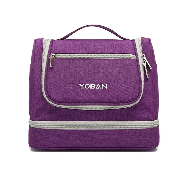 YOBAN Y-1551L Reise-Kosmetiktasche, großes Fassungsvermögen, Aufbewahrungstasche für Outdoor-Aktivitäten, tragbar, schimmelresistent, separate Fächer für trockene und nasse Wäsche, Lila, Schwarz, Grau
