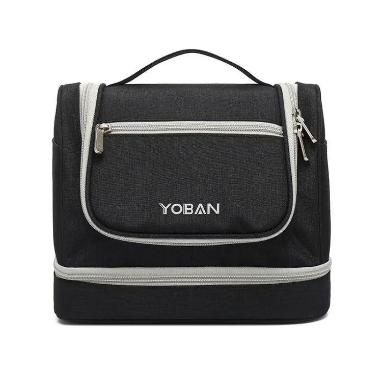 YOBAN Y-1551L Reise-Kosmetiktasche, großes Fassungsvermögen, Aufbewahrungstasche für Outdoor-Aktivitäten, tragbar, schimmelresistent, separate Fächer für trockene und nasse Wäsche, Lila, Schwarz, Grau