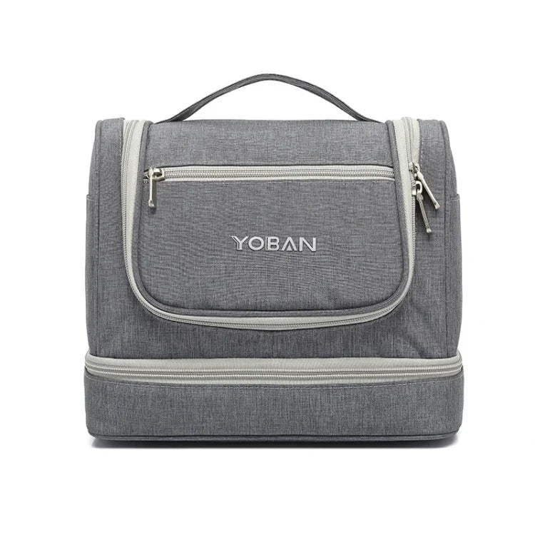 YOBAN Y-1551L Reise-Kosmetiktasche, großes Fassungsvermögen, Aufbewahrungstasche für Outdoor-Aktivitäten, tragbar, schimmelresistent, separate Fächer für trockene und nasse Wäsche, Lila, Schwarz, Grau