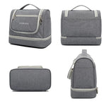 YOBAN Y-1551L Reise-Kosmetiktasche, großes Fassungsvermögen, Aufbewahrungstasche für Outdoor-Aktivitäten, tragbar, schimmelresistent, separate Fächer für trockene und nasse Wäsche, Lila, Schwarz, Grau