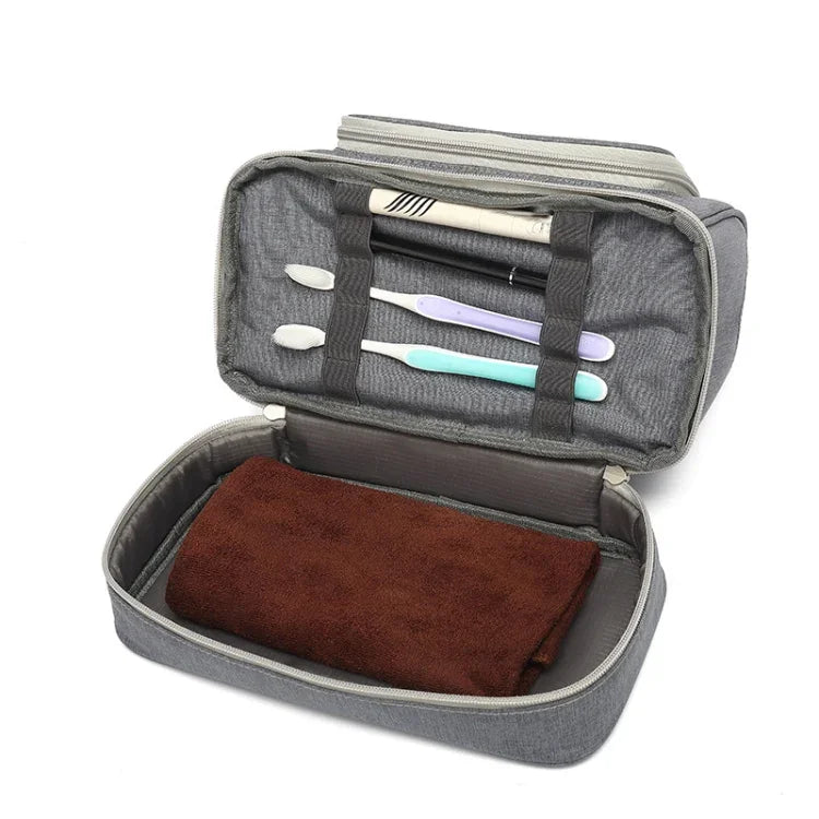 YOBAN Y-1551L Reise-Kosmetiktasche, großes Fassungsvermögen, Aufbewahrungstasche für Outdoor-Aktivitäten, tragbar, schimmelresistent, separate Fächer für trockene und nasse Wäsche, Lila, Schwarz, Grau