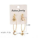 Damen Kristallohrringe Sterne Mond Ohrschmuck Set