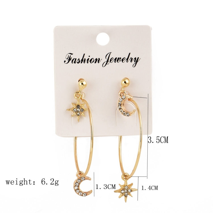 Damen Kristallohrringe Sterne Mond Ohrschmuck Set