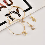 Damen Kristallohrringe Sterne Mond Ohrschmuck Set