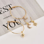 Damen Kristallohrringe Sterne Mond Ohrschmuck Set