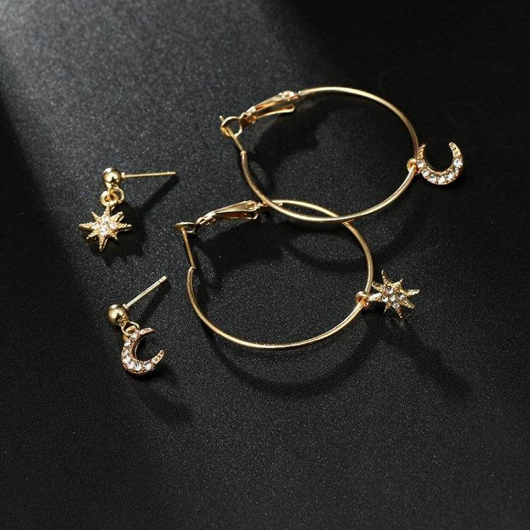 Damen Kristallohrringe Sterne Mond Ohrschmuck Set