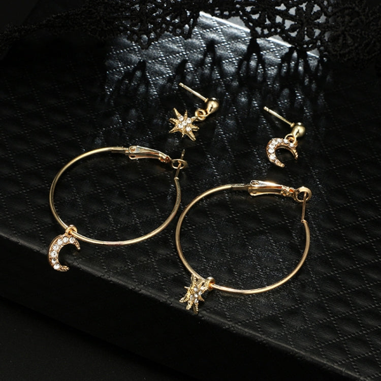 Damen Kristallohrringe Sterne Mond Ohrschmuck Set